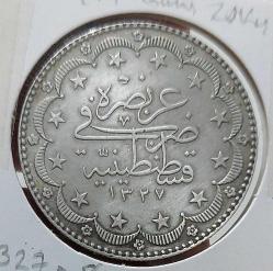 GÜMÜŞ 20 KURUŞ SULTAN V. MEHMET REŞAT 1327-8 ORİJİNAL ÇİLALTI ZZ2YY1 ÇOK NADİRDİR