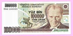 TURKEY 100 000 Lira -----PREFIX B86 ----- 1979 Choice UNC  (TK 19 192) ÇİL