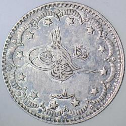 V. MEHMED REŞAD GÜMÜŞ 5 KURUŞ 1327/1 İSTANBUL DARBI.