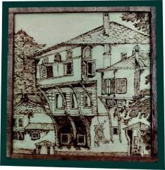 ahşap konak, ahşap üzeri yakma tablo