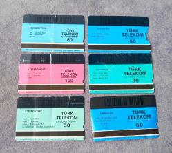 6 ADET HASARLI TELEKOM KARTI KOLEKSİYONLUK
