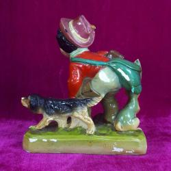 ANTİKA AVRUPA AVCI ÇOCUK EL BOYAMA ALÇI BİBLO