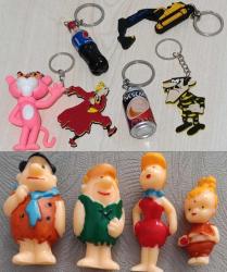 Anahtarlık süs figür oyuncak koleksiyon nostalji tasarım dekor hediye vintage retro hobi reklam promosyon minyatür diorama ürünler taş devri Joe Dalton Pembe panter Nescafe Pepsi Cola tenten iş inşaat kepçe