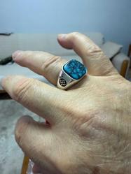 925 ayar doğal firuze taşlı erkek yüzük