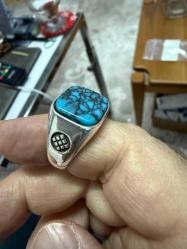 925 ayar doğal firuze taşlı erkek yüzük