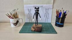 Cartoon Cat Figür – El Yapımı
