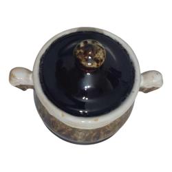 El Yapımı Seramik Akıtma Vintage  Küçük Kahverengi Kap