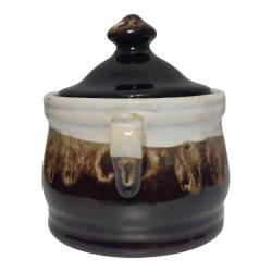 El Yapımı Seramik Akıtma Vintage  Küçük Kahverengi Kap