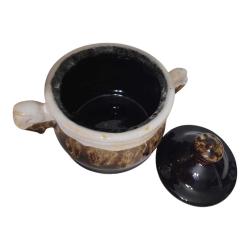 El Yapımı Seramik Akıtma Vintage  Küçük Kahverengi Kap