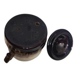 El Yapımı Seramik Akıtma Vintage  Küçük Kahverengi Kap