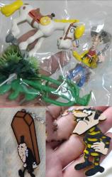 Sıfır paketli kovboy Red Kit Düldül kaktüs vb. Figür oyuncak set v joe Dalton mezarcı tabutcu anahtarlık süs set koleksiyon dekor tasarım hediye vintage retro aksesuar nostalji hobi minyatür diorama reklam promosyon