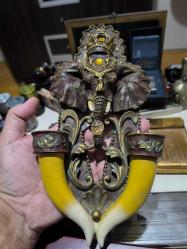 Vintage şamdan fil figürü