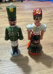 Antika Macar Halk Sanatı Erkek ve Kadın Figürinleri Erkek 14 cm Kadın 13 cm