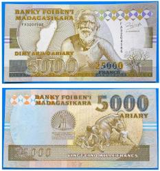 Madagaskar 25.000 frank 1993 Çil Nadir kondisyon