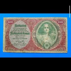 Avusturya 5000 kron 1922 Çt Büyük Boy banknot