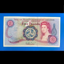 Man Adası 5 pound 1972 ÇA Kraliçe Elizabeth NADİR