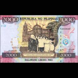 Filipinler 2000 piso 1998 Çil / Dev boy Hatıra banknot  Sertifikalı özel föyünde