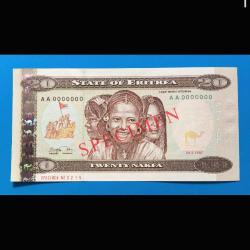 Eritre 20 nakfa 1997 Çil / SPECIMEN