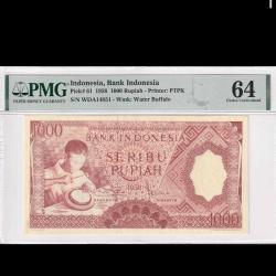 Endonezya 1000 rupi 1958 Çil PMG 64