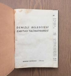 Denizli Belediyesi Zabıtası Talimatnamesi 1960