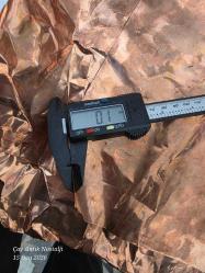 BAKIR LEVHA 0.01 MM  65 CM ENİNDE TOPLAM 6.5 KG ELİŞİ RÖLYEF VS İÇİN TOPLU SATILIK