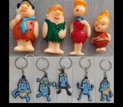 Taş devri Fred Barni Wilma çakıl figür oyuncak set v sevimli canavar yaratık figür anahtarlık süs set koleksiyon nostalji vintage retro hobi reklam promosyon minyatür diorama