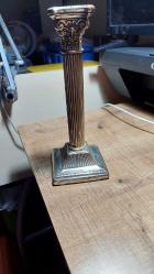 Antik Tarz Yunan Sütunu Formunda Gümüş Kaplama Şamdan