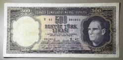 5. Emisyon 4. Tertip 500 Türk Lirası Y41 001011 Çok Çok Temiz++ Kondisyonda Koleksiyonluk Eski Para