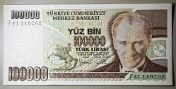 7. Emisyon 100.000 Türk Lirası F41 119202 Çil Kondisyonda Koleksiyonluk Eski Para