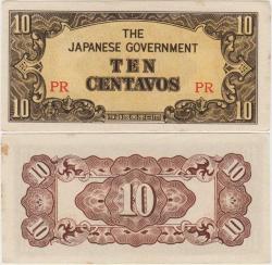 JAPONYA II. DÜNYA SAVAŞI İŞGAL TOPRAKLARI-FİLİPİNLER İÇİN 10 CENTAVOS 1942 ÇİLALTI.