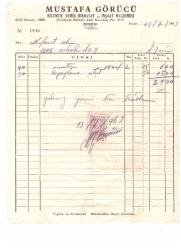 İZMİR  FATURA MEFARET ETEN MUSTAFA GÖRÜCÜ 1963