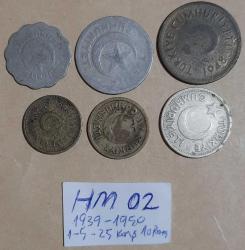1939 - 1950  1 - 5 - 25  kuruş ve 10 Para   6lı Set   HM-02 Madeni Para Koleksiyonu Türkiye Paraları