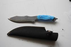 DÖVME ÇELİK  AVCI BIÇAĞI + DERİ KILIF SIFIR   (ANTİK KOLİ 4