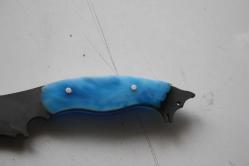 DÖVME ÇELİK  AVCI BIÇAĞI + DERİ KILIF SIFIR   (ANTİK KOLİ 4