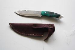 DÖVME ÇELİK  AVCI BIÇAĞI + DERİ KILIF SIFIR   (ANTİK KOLİ 4