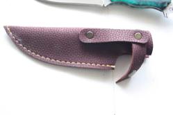 DÖVME ÇELİK  AVCI BIÇAĞI + DERİ KILIF SIFIR   (ANTİK KOLİ 4