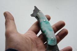 DÖVME ÇELİK  AVCI BIÇAĞI + DERİ KILIF SIFIR   (ANTİK KOLİ 4