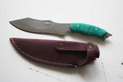 DÖVME ÇELİK  AVCI BIÇAĞI + DERİ KILIF SIFIR   (ANTİK KOLİ 4