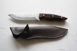 DÖVME ÇELİK  AVCI BIÇAĞI + DERİ KILIF SIFIR   (ANTİK KOLİ 4