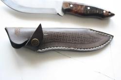 DÖVME ÇELİK  AVCI BIÇAĞI + DERİ KILIF SIFIR   (ANTİK KOLİ 4