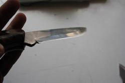 DÖVME ÇELİK  AVCI BIÇAĞI + DERİ KILIF SIFIR   (ANTİK KOLİ 4