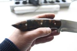 DÖVME ÇELİK  AVCI BIÇAĞI + DERİ KILIF SIFIR   (ANTİK KOLİ 4