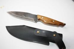 DÖVME ÇELİK  AVCI BIÇAĞI + DERİ KILIF SIFIR   (ANTİK KOLİ 4