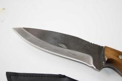 DÖVME ÇELİK  AVCI BIÇAĞI + DERİ KILIF SIFIR   (ANTİK KOLİ 4