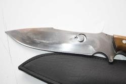 DÖVME ÇELİK  AVCI BIÇAĞI + DERİ KILIF SIFIR   (ANTİK KOLİ 4