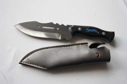 MAVİ DÖVME ÇELİK  AVCI BIÇAĞI + DERİ KILIF SIFIR   (ANTİK KOLİ 4