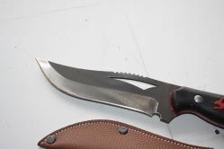 KIRMIZI DÖVME ÇELİK  AVCI BIÇAĞI + DERİ KILIF SIFIR   (ANTİK KOLİ 4