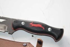 KIRMIZI DÖVME ÇELİK  AVCI BIÇAĞI + DERİ KILIF SIFIR   (ANTİK KOLİ 4