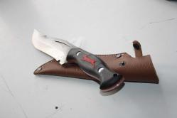 KIRMIZI DÖVME ÇELİK  AVCI BIÇAĞI + DERİ KILIF SIFIR   (ANTİK KOLİ 4