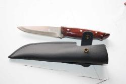 DÖVME ÇELİK  AVCI BIÇAĞI + DERİ KILIF SIFIR   (ANTİK KOLİ 4